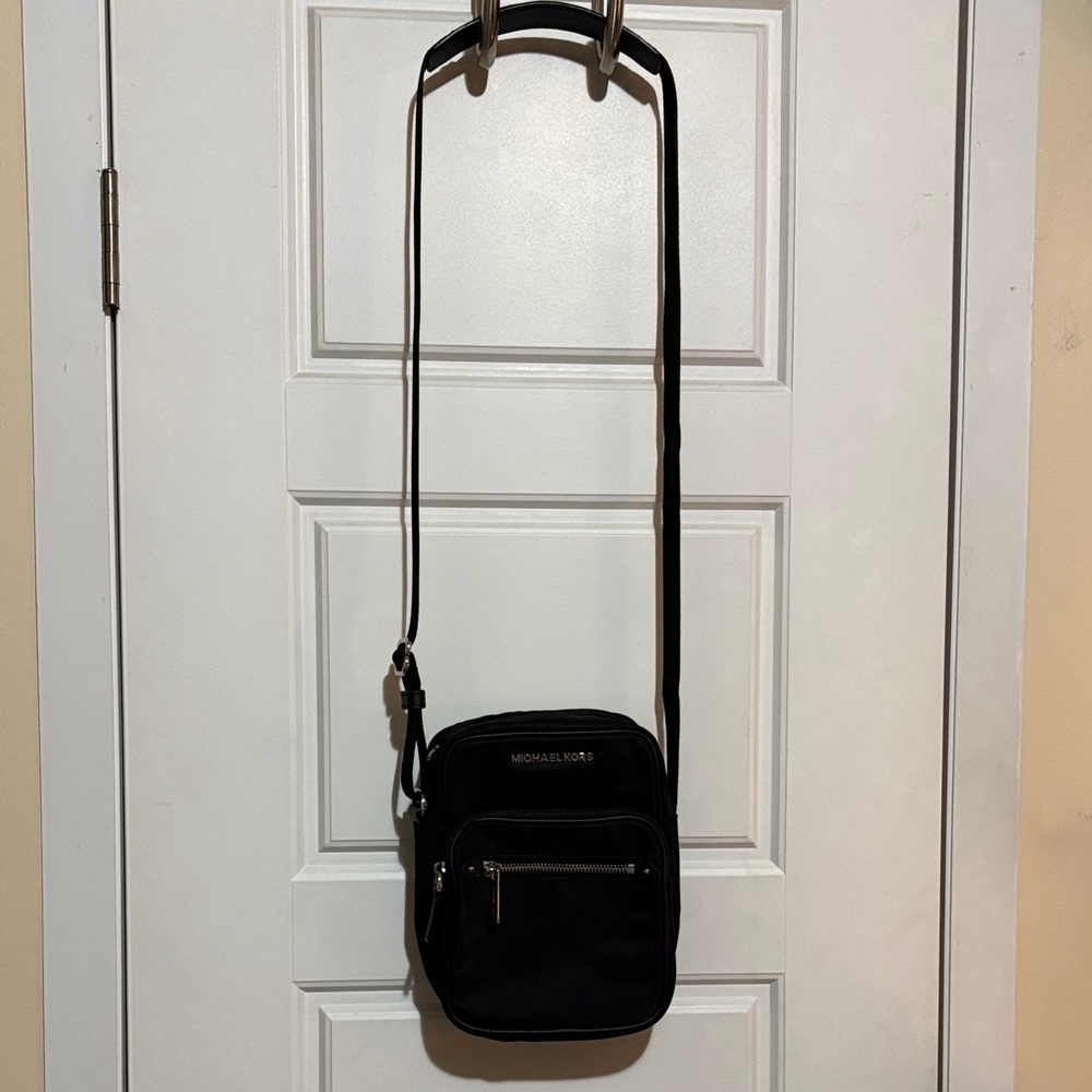 Michael Kors Black Nylon Messenger Crossbody with Silver Hardware - Picture 5 of 5
